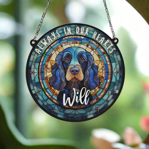 Cocker (Working) Black Memorial Stained Glass Effect Suncatcher